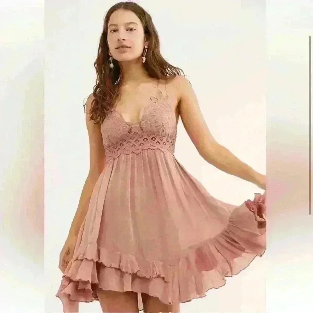 🆕 NWT Free People Adela Slip Dress in Dusty Light Pink Rose Size XS - Picture 4 of 5